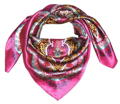 Productafbeelding van Omgoods - Luxe Zijde Sjaal met Harmonieuze Kleuren en Paisleypatroon