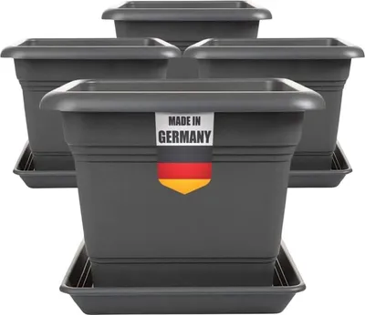 Produktbild von Blumentopf 28x28cm anthrazit, wetterfest, mit Untersetzer, indoor & outdoor