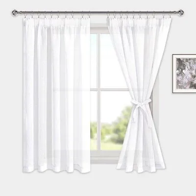 Produktbild von Unyqoos® Halbtransparente Gardine in Leinenoptik mit Faltenband, 145 x 140 cm – lichtdurchlässig & maschinenwaschbar, für Wohnzimmer, Schlafzimmer, Büro