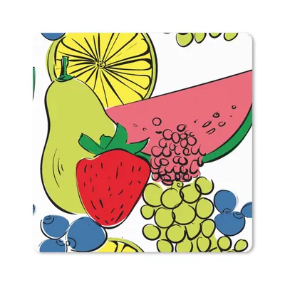 Produktbild von MuchoWow® Mauspad Mousepad Obst - Cartoon - Muster 20x20 cm - Mousepads - Maus Mat - Pad - Mausunterlage - Desk Mat - Bureauartikeln