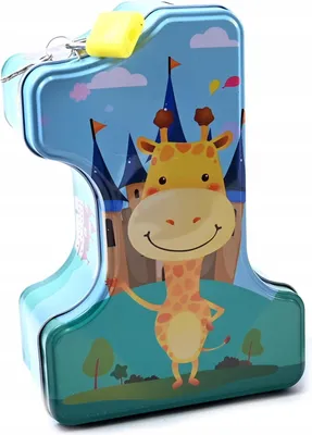Produktbild von Zahl 1 Spardose Metall mit Schloss - Bunte Sparbüchse zum 1. Geburtstag Kinder