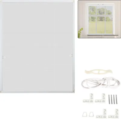 Zdjęcie produktu dla Siatka przeciw owadom Jayseuw do okien, 80 x 100 cm, rama aluminiowa, ochrona przed komarami, siatka przeciw owadom, montaż bez wiercenia, kolor biały