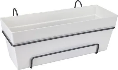 Image de Jardinière Balcon Elho Loft Urban Allin1, 49 x 27 x 21 cm, Avec Support, Blanc, 100% Recyclé