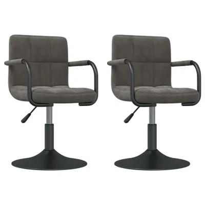Image de vidaXL Chaise de salle à manger 2 pcs. Pivotant Gris foncé Velours