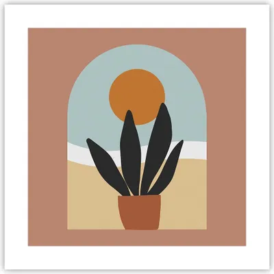 Produktbild von Poster - Poster ohne Rahmen - Minimalistisch Fenster Blume - 40x40 cm - Wand Bild - Wanddeko - Wandbilder - Kunstposter - Wandposter - Bilder - Kunstdruck - Wanddekoration - Wandbild - P2XAC40x40-4473