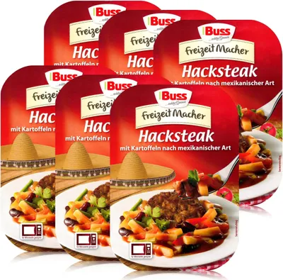 Produktbild von Buss Hacksteak mit Kartoffeln mexikanischer Art 300g - Fertiggericht (6er Pack)