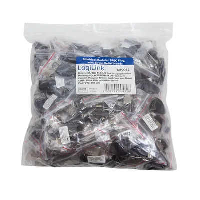 Image de LogiLink Fiches modulaires CAT 5e avec gaine antiflambage noir (100 pièces)