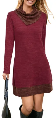 Productafbeelding van STYLEWORD: Gebreide jurk voor dames, herfstjurk, lange mouwen, trui-jurk, warme winterjurk