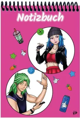 Produktbild von A 4 Notizblock Manga Quinn und Enora, pink, blanko