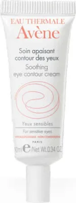 A close-up studio shot of an Avène eye contour cream tube against a white background.
