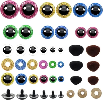 Imagen del producto de Ojos de seguridad y narices de felpa, 72 unidades, de 12 a 30 mm, para amigurumi y manualidades