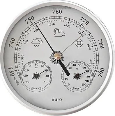 Immagine prodotto di INF Barometro Analogico 130mm con Termometro e Igrometro - Stazione Meteo 3 in 1 Bianco