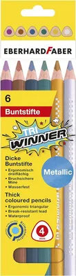 Produktbild von Eberhard Faber 518305 - TRI Winner Buntstifte in 6 glänzenden Metallic-Farben, bruchsicher und ergonomisch dreiflächig