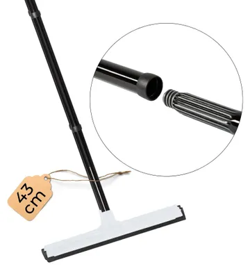 Produktbild von Novaliv 2x Wasserabzieher Boden mit Schraub- Steckstiel Kunststoff 43cm Wasserschieber Dusche Bodenabzieher Gummiabzieher Auto Fenster Pool Badabzieher Dusche XXL breit Fliesen Wasserabzieher Terasse