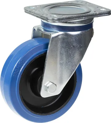 Immagine prodotto di ruota girevole da 160 mm con gomma elastica blu su ruota centrale in nylon