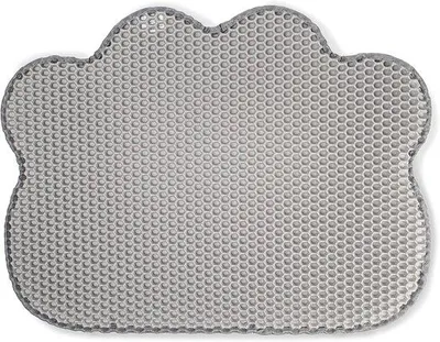 Produktbild von Famanu Katzenstreu-Matte - Wolkenform - 65 x 40 cm - Doppellagig - Wasserfest - Rutschfest - Hochwertiges Material