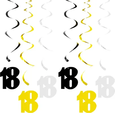 Produktbild von Oblique Unique 6 Spiral Wirbel Deckenhänger Girlanden 18. Geburtstag Jubiläum mit Bändern und Ösen - Farbmix