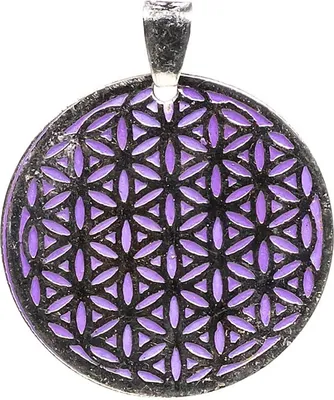 Immagine prodotto di Ciondolo a forma di "Fiore della Vita", colore viola – 3,8 cm. Disponibile online.