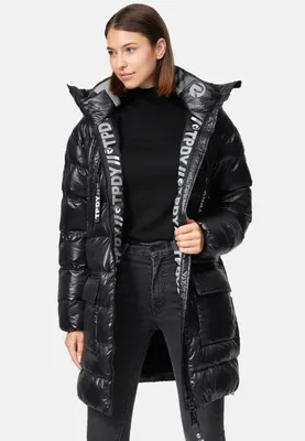 Produktbild von David F Damen Steppjacke hochschließender Kragen Schwarz XXL