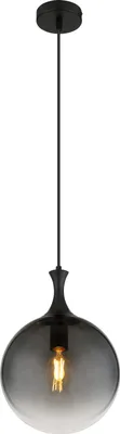 Immagine prodotto di Lampada a sospensione, metallo nero, vetro fumé, H 141 cm