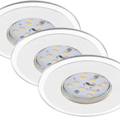 Produktbild von 3 x Briloner LED Einbauleuchte Set Weiß rund Ø8cm IP44 3 x 5,5W 470lm warmweiß 3000K 3-Stufen-Dimmbar