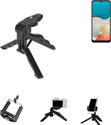 Produktbild von K-S-Trade Stativ Tisch-Ständer Dreibein Handy-Stativ Ständer kompatibel mit Samsung Galaxy Wide5 Mini-Stativ Smartphone Tripod Handy-Stativ aus