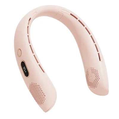 Imagen del producto de Ventilador de cuello portátil y recargable por USB, diseño innovador, 4000mA, color rosa