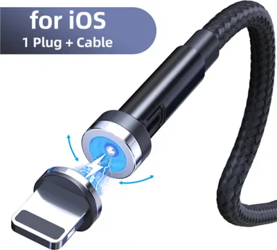 Produktbild von 540 Grad Rotate Magnetic Kabel LED-Anzeige Licht Fast Charging Kompatibel Schwarz kompatibel für iOS