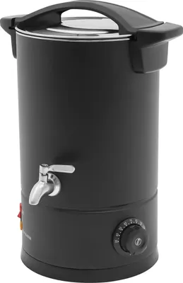 Image de Fondeuse électrique pour la fabrication de bougies - Cuve en acier inoxydable de 15 litres - Élément chauffant de 1800W - Thermostat de 30 à 110°C avec robinet de vidange - Noir