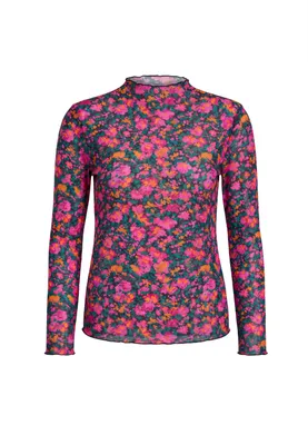 Produktbild von Damen Bluse mit Stehkragen und langen Ärmeln in Rosa, Konfektionsgröße XL
