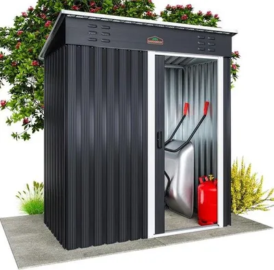 Productafbeelding van Tuinhuis - Gereedschapskast - Schuifdeur met ventilatie - 185x165x90 cm - Grijs