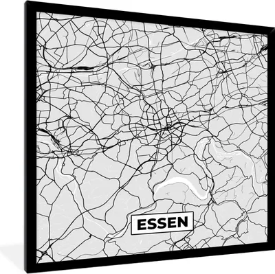 Produktbild von MuchoWow® Gerahmtes Poster Essen - Karte - Deutschland - Stadtplan 40x40 cm - Poster mit Schwarzem Bilderrahmen Wandposter Rahmen Foto Bilder - Mit Rahmen - Wanddekoration Schlafzimmer