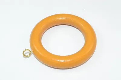 Produktbild von Set mit 6 Gardinenstangenringen aus Holz mit Schraubösen, mittelbraun, 45 mm