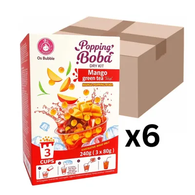 Produktbild von 6er-Pack O's Bubble Popping Boba DIY Kit Drink Mango Green Tea 240g (3x80g)