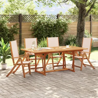Produktbild von "im Angebot" Gartenstühle 4 Stk. - bis 150 kg - Klappbar Massivholz Akazie und Textilene - Stapelsessel CC10950