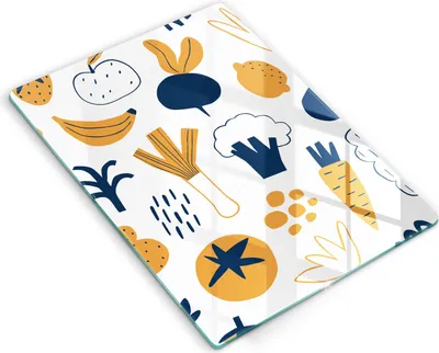 Produktbild von Glasschneideplatte - Herdabdeckplatte - 40x52 cm - Schneidebrett - Spritzschutz - Lebensmittelillustration