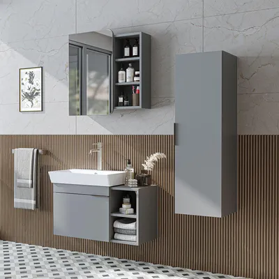 Produktbild von Roomart LYCIA-82 Badmöbel-Set 4-teilig 50 cm breit, Grau