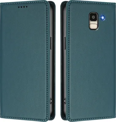 Image de Etui en cuir pour Samsung Galaxy J6 2018, étui magnétique en cuirPolyuréthaneavec support Vert