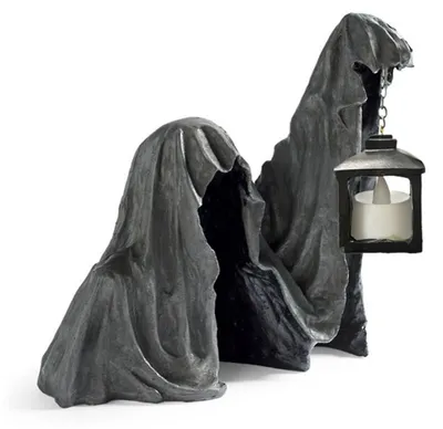Image de Fantôme d'Halloween avec lanterne, statue, sculpture réaliste en résine, décoration de jardin, accessoires de fête, décoration d'extérieur/d'intérieur
