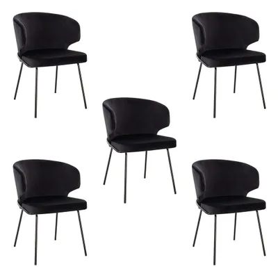 Produktbild von HOME DELUXE - Polsterstuhl AMARA- 5 Stück, Farbe: Samt Schwarz - weiche Polsterung, bis 120 kg belastbar I Küchenstuhl Speisestühle Esszimmerstühle