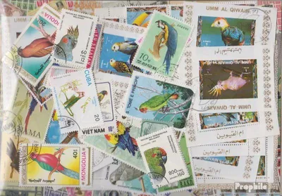 Produktbild von Briefmarken Motive 100 verschiedene Papageien Marken