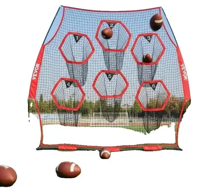 Productafbeelding van Voetbaltrainer, werpnet met 6 doelen, draagbare draagtas, rood