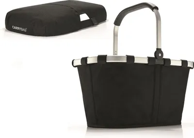 Produktbild von reisenthel SET carrybag Einkaufskorb Korb schwarz BK7003 + Cover schwarz BP7003