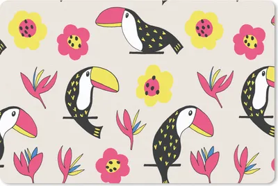 Produktbild von MuchoWow® Mauspad Mousepad Muster - Vogel - Blume 27x18 cm - Mousepads - Maus Mat - Pad - Mausunterlage - Büroartikel - Desk Matten