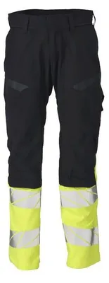 Produktbild von MASCOT® Hose mit Knietaschen, Stretch-Einsätze Multisafe Größe 90C62, schwarzblau/hi-vis gelb | Packung (1 Stück)