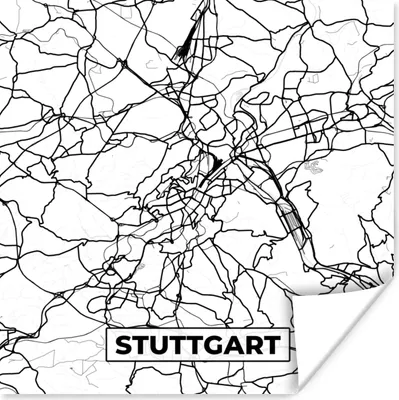 Produktbild von MuchoWow® Poster Stuttgart - Karte - Stadtplan 50x50 cm - Wohnzimmerdekoration