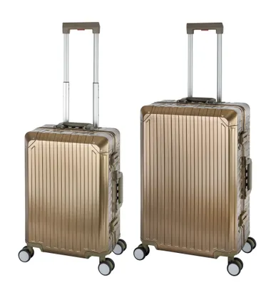 Produktbild von Travelhouse Tokyo Alu Reisekoffer Champagner S-55cm & M-66cm Hartschalenkoffer Reise Trolley Koffer Set