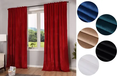 Produktbild von Gardinenbox Verdunkelung Vorhang »Milano« Samt Blickdicht Schlaufenband Tunneldurchzug Blackout Bügelband kürzbar Braun 1 Stück HxB 280x135 cm, 20357