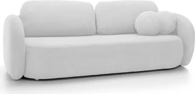 Produktbild von DomoHome Sofa OLIO Schlafsofa mit Bettkasten, Dekokissen, Klappfunktion, Skandinavisches Design, Liegefläche 142x200 cm, Schwarze Beine, Größe: 238x86x101cm, Farbe: ASHE