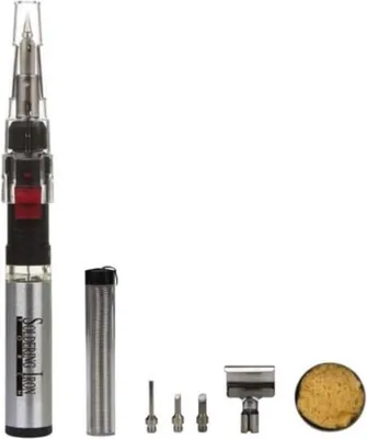 Produktbild von Velleman Komplettes Butan Gas Lötkolben Set für Profis, tragbarer Lötkolben mit Auto Zündung,